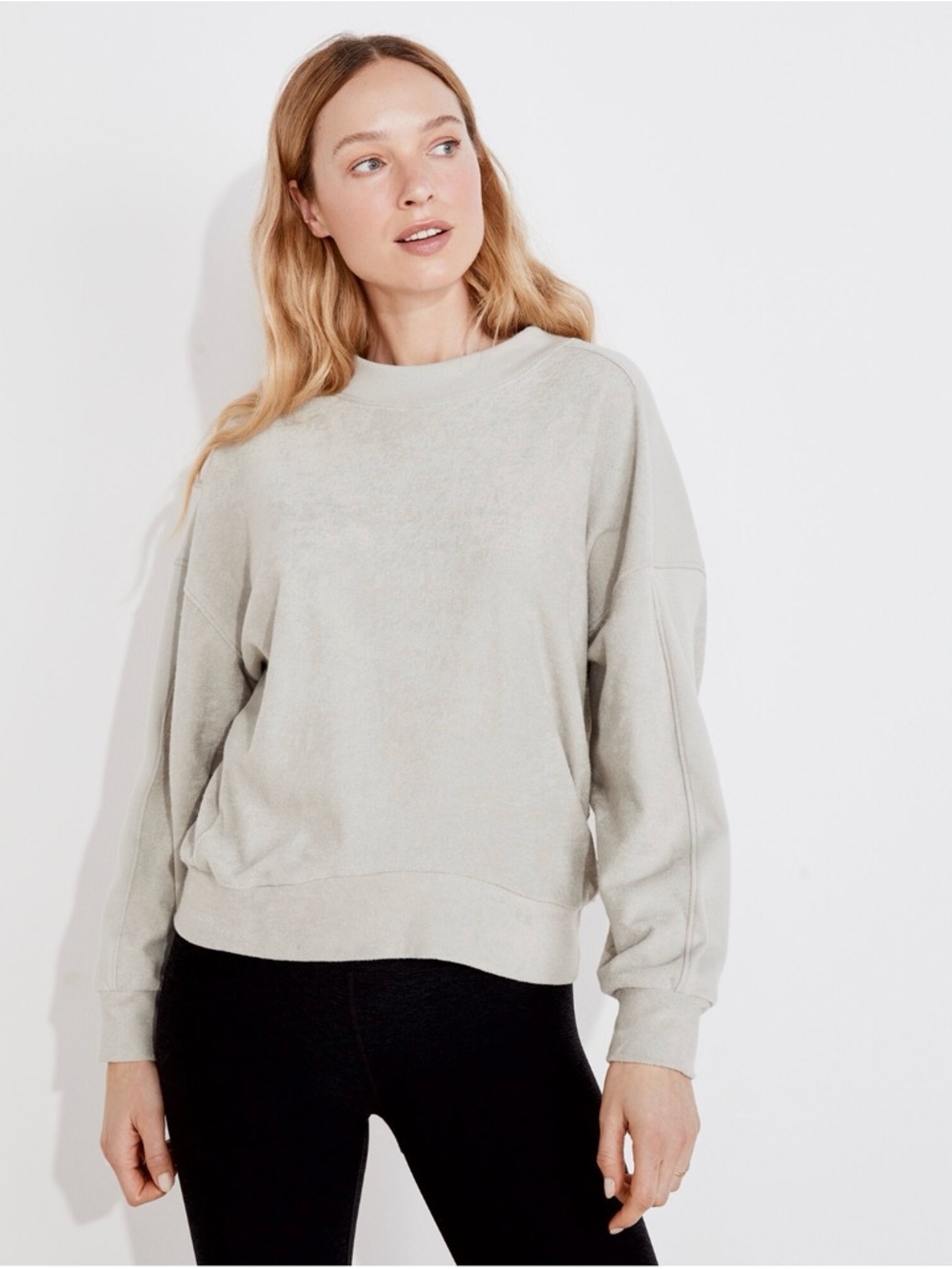 Varley Lyle Mini Terry Sweatshirt Mint Green Cropped Pullover Size S